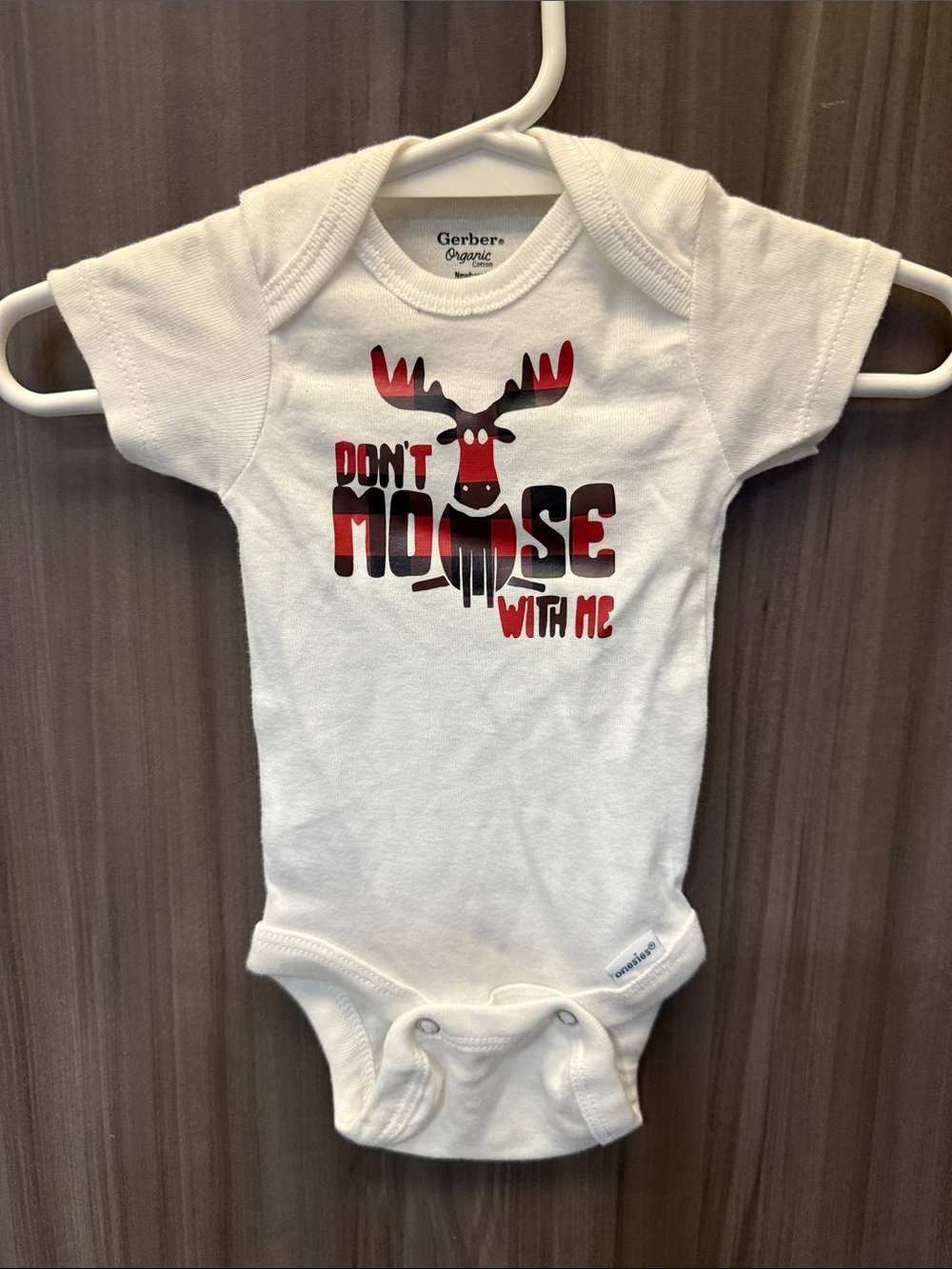 Gerber White Baby Bodysuit with Red and Black Moose Graphic